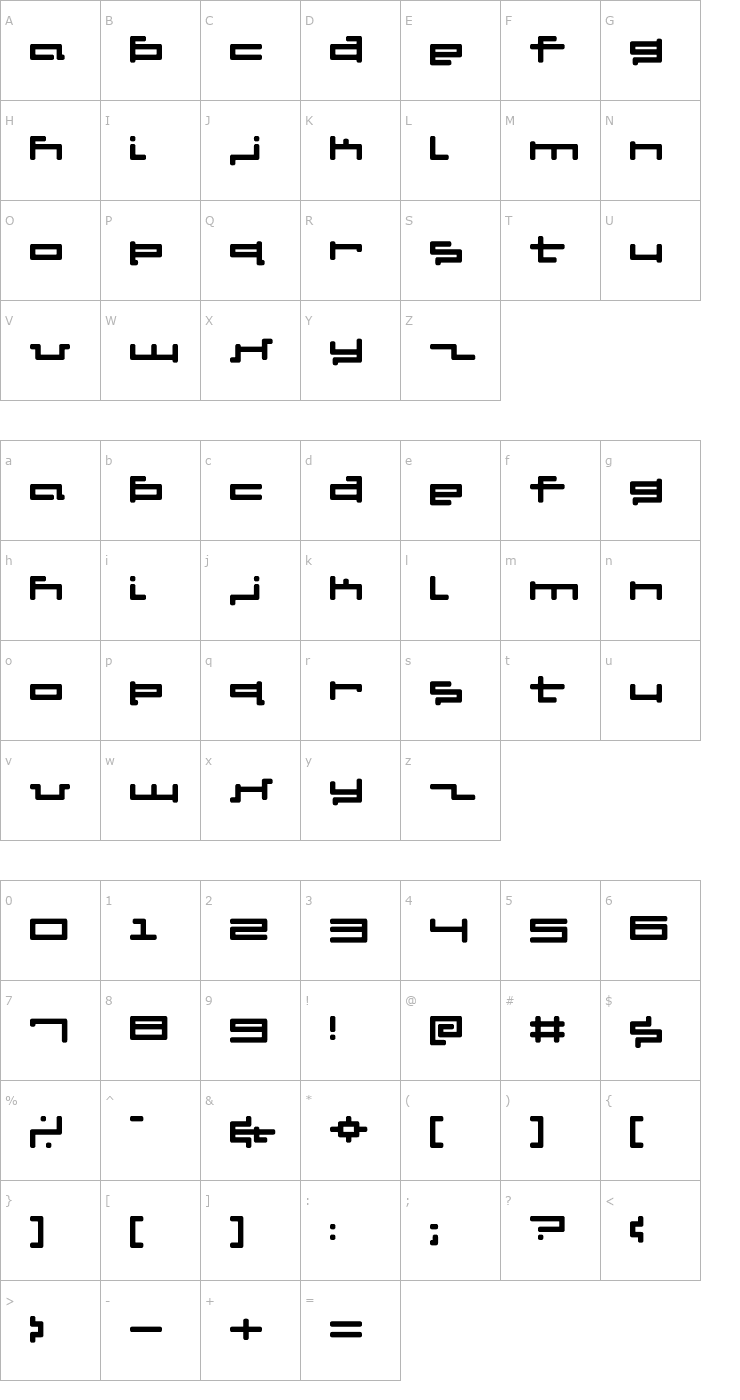 Character Map V5 Cuadra2 Round Font