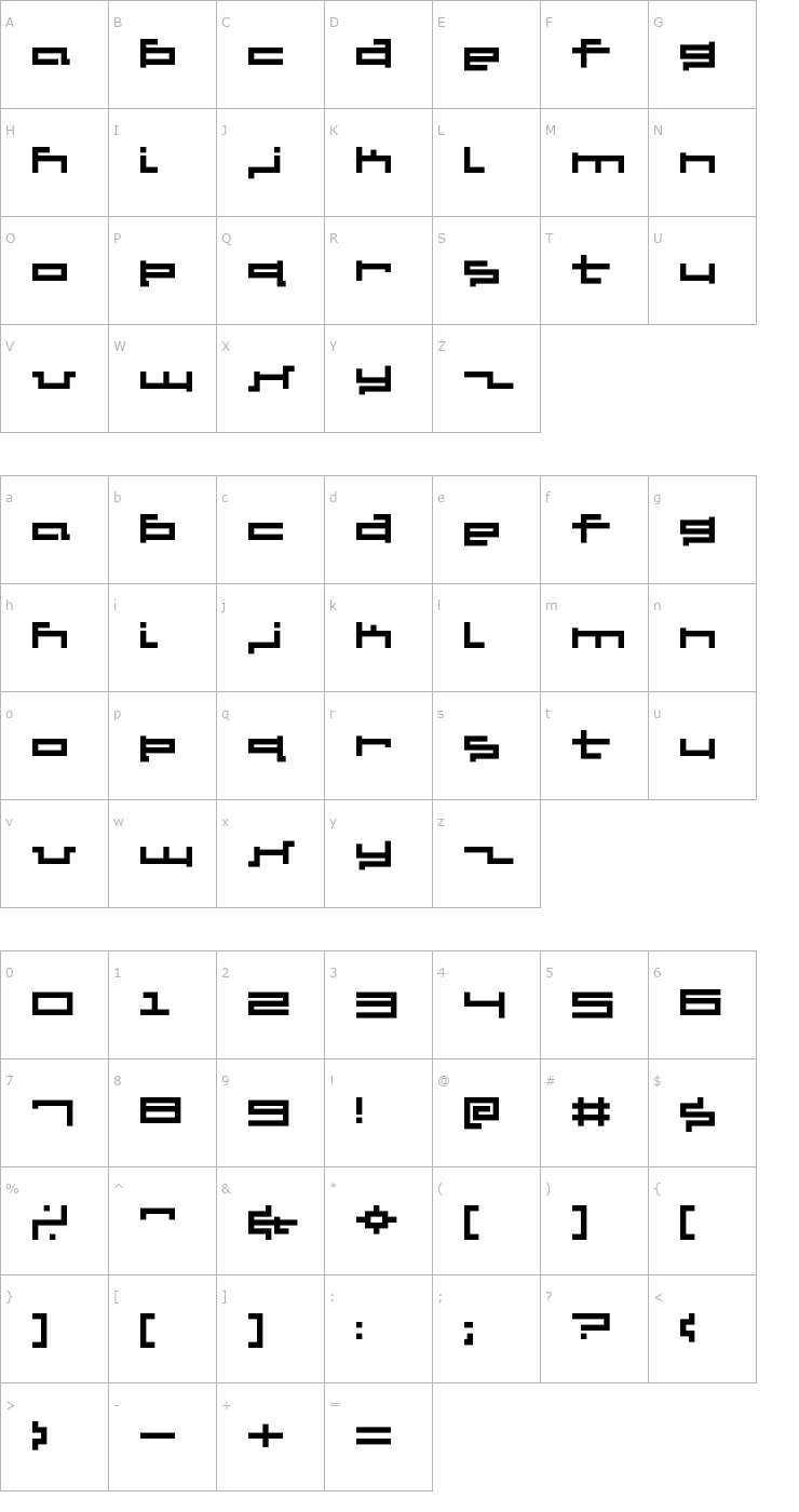 Character Map V5 Cuadra2 Thick Font