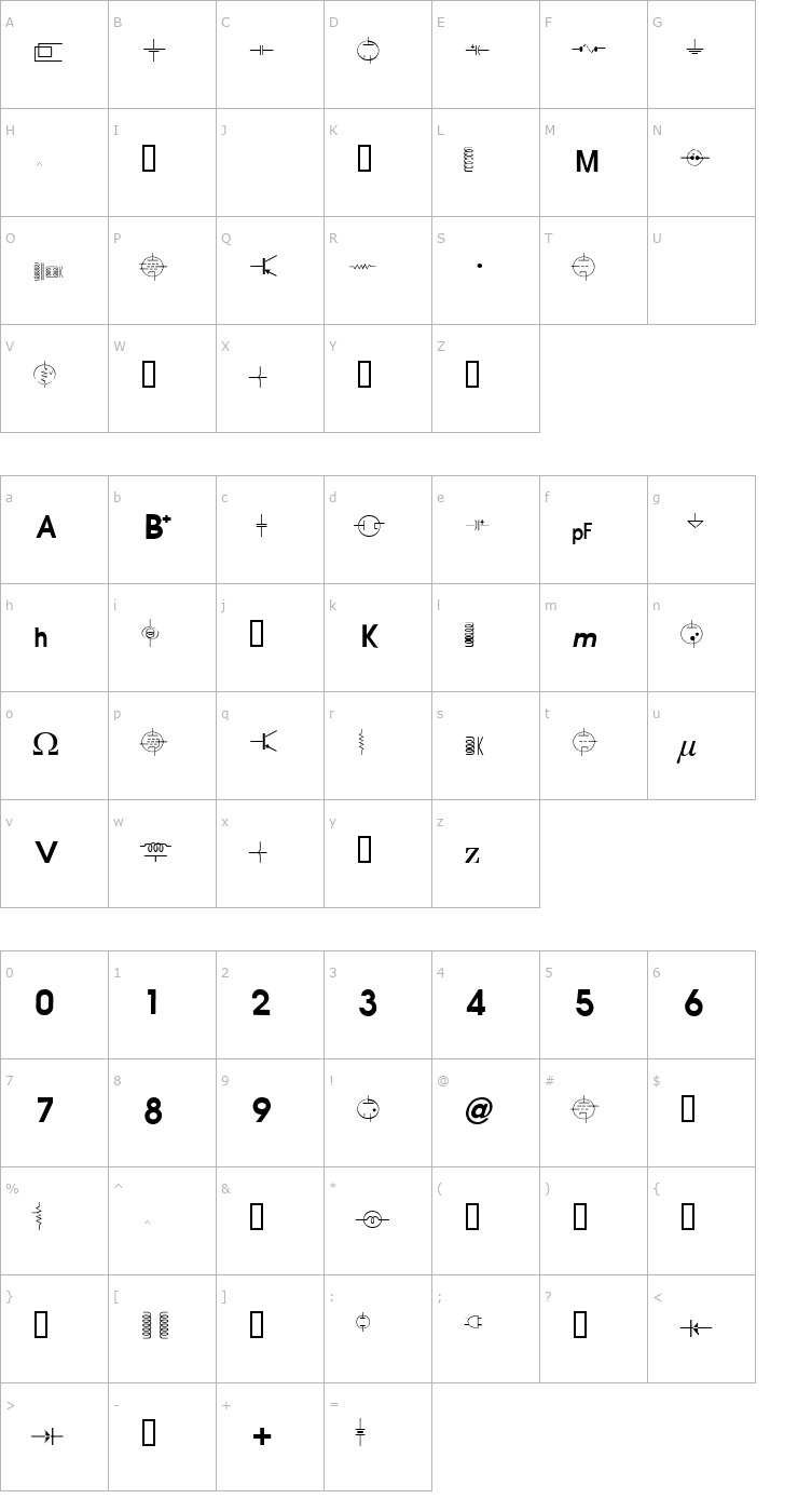 Character Map vac tube symbols v1.2 Font
