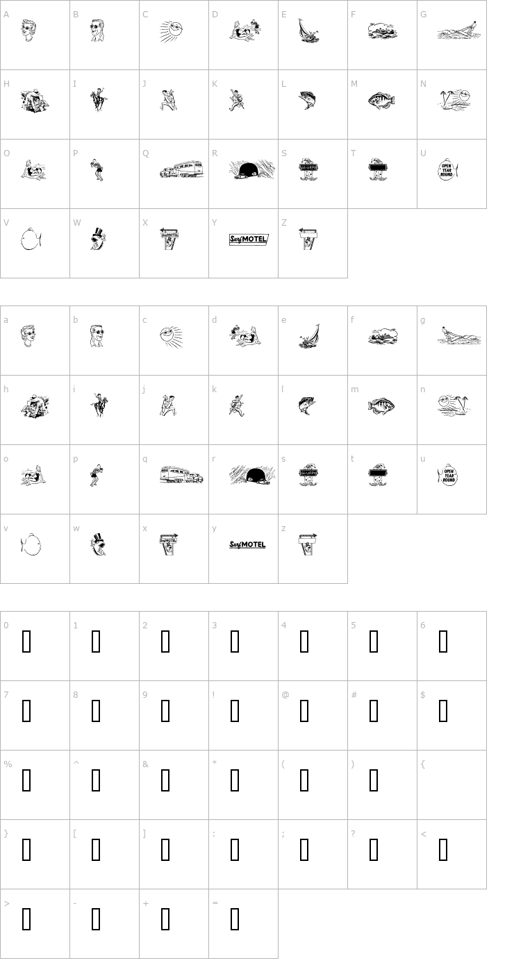 Character Map vacationland Font