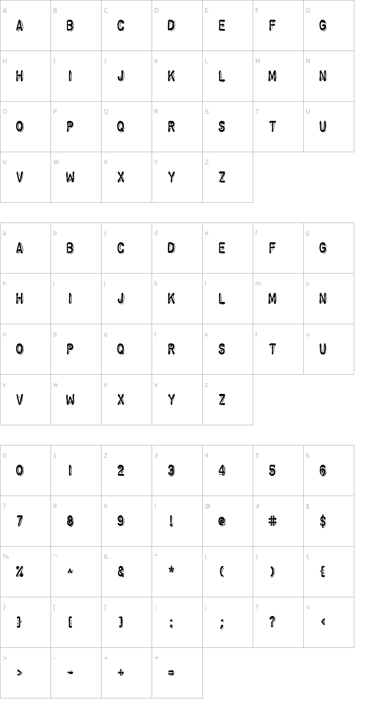 Character Map VacuformCondensed Font