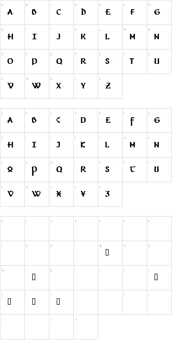 Character Map Vafthrudnir Demo Font