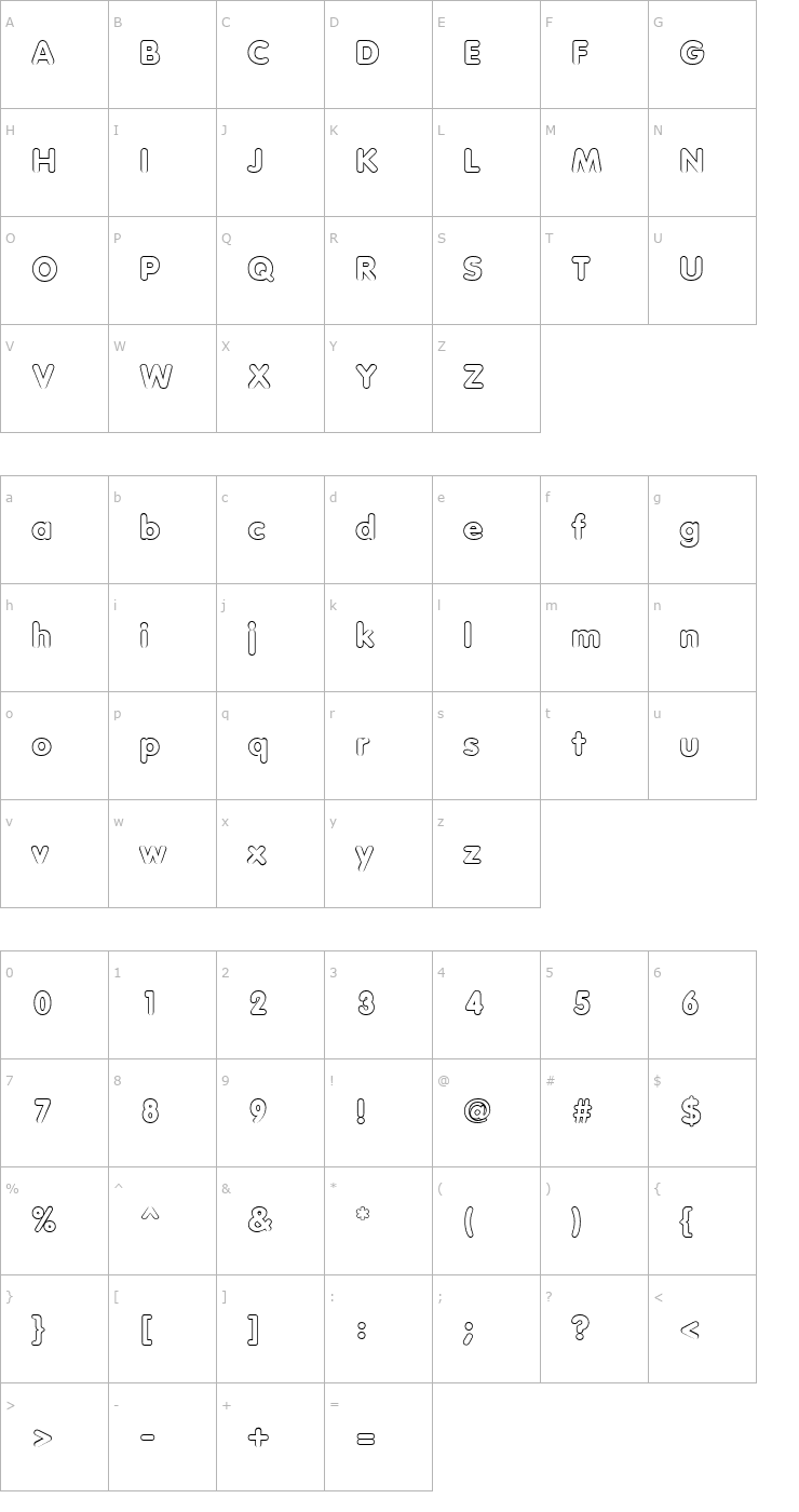 Character Map VagabondOutline Font