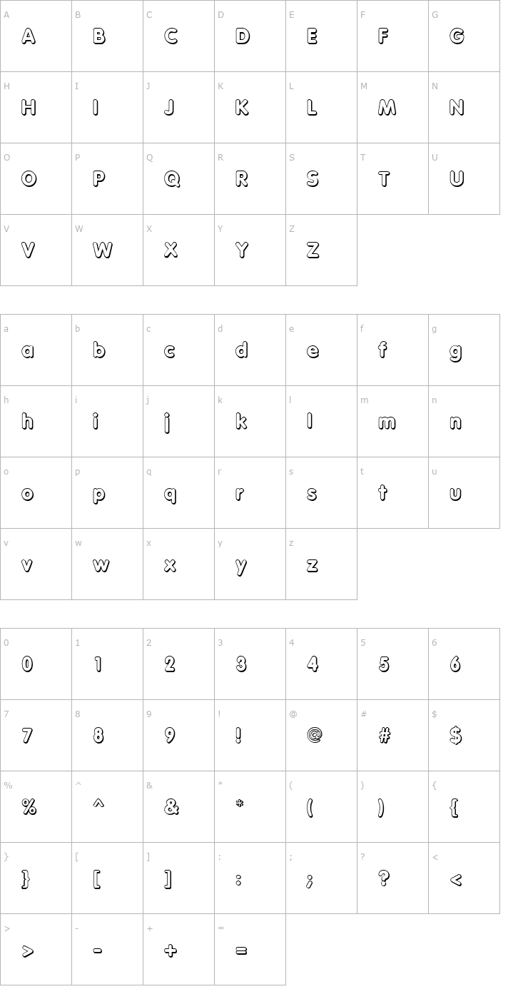 Character Map VagabondShadow Font