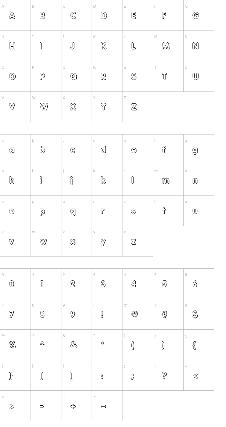 Character Map VagabondShadow Regular Font