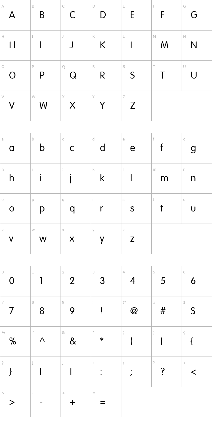 Character Map VAGRounded-Light Font