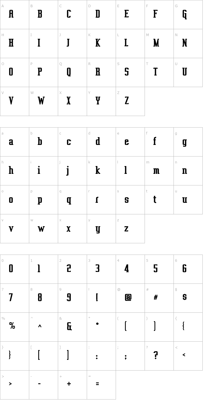 Character Map Vahika Bold Font