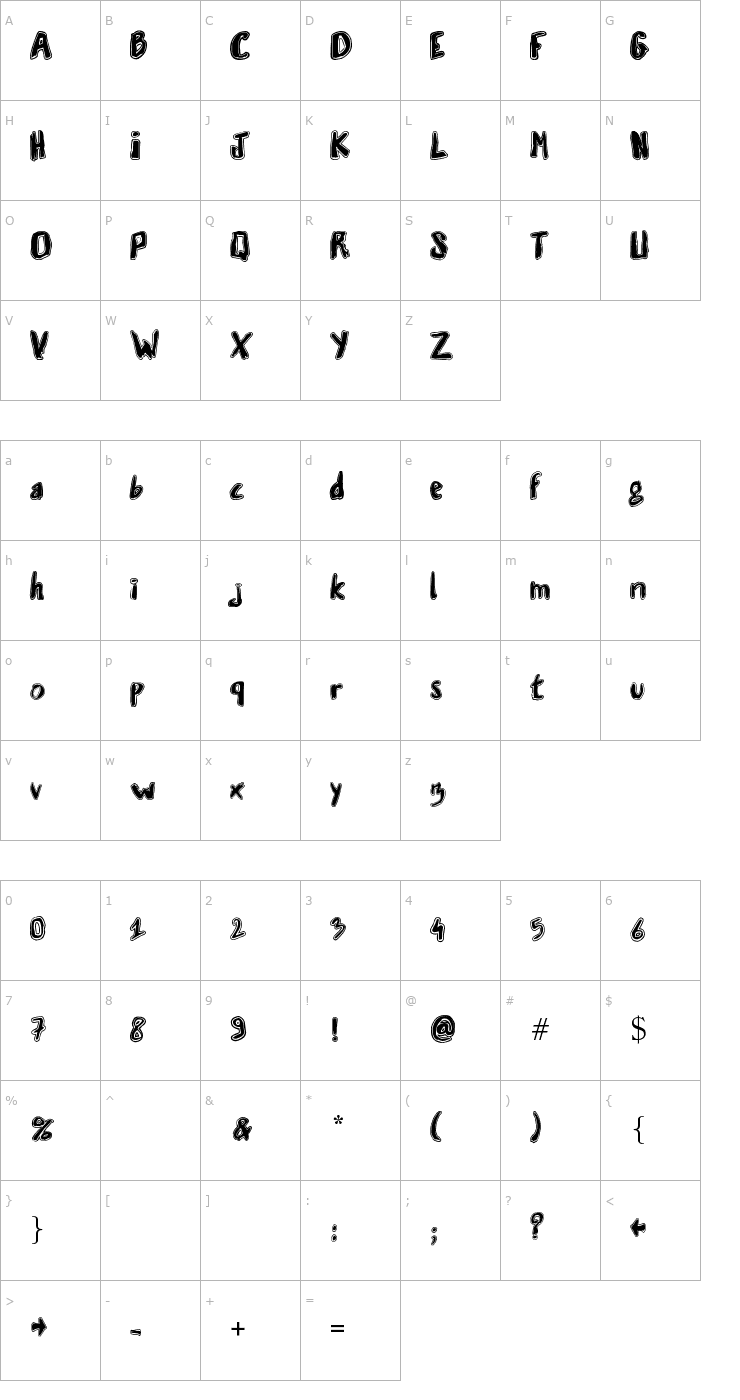 Character Map Vaille 1 Font