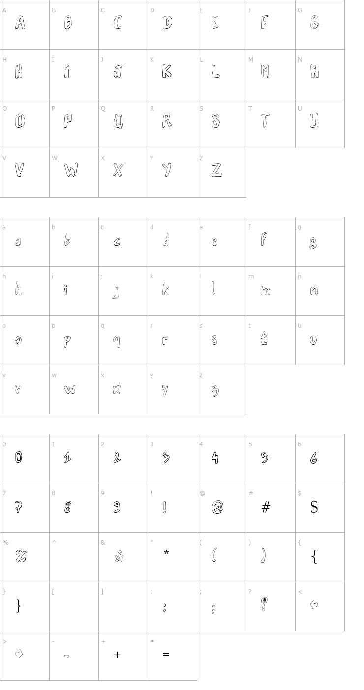 Character Map Vaille 2 Font