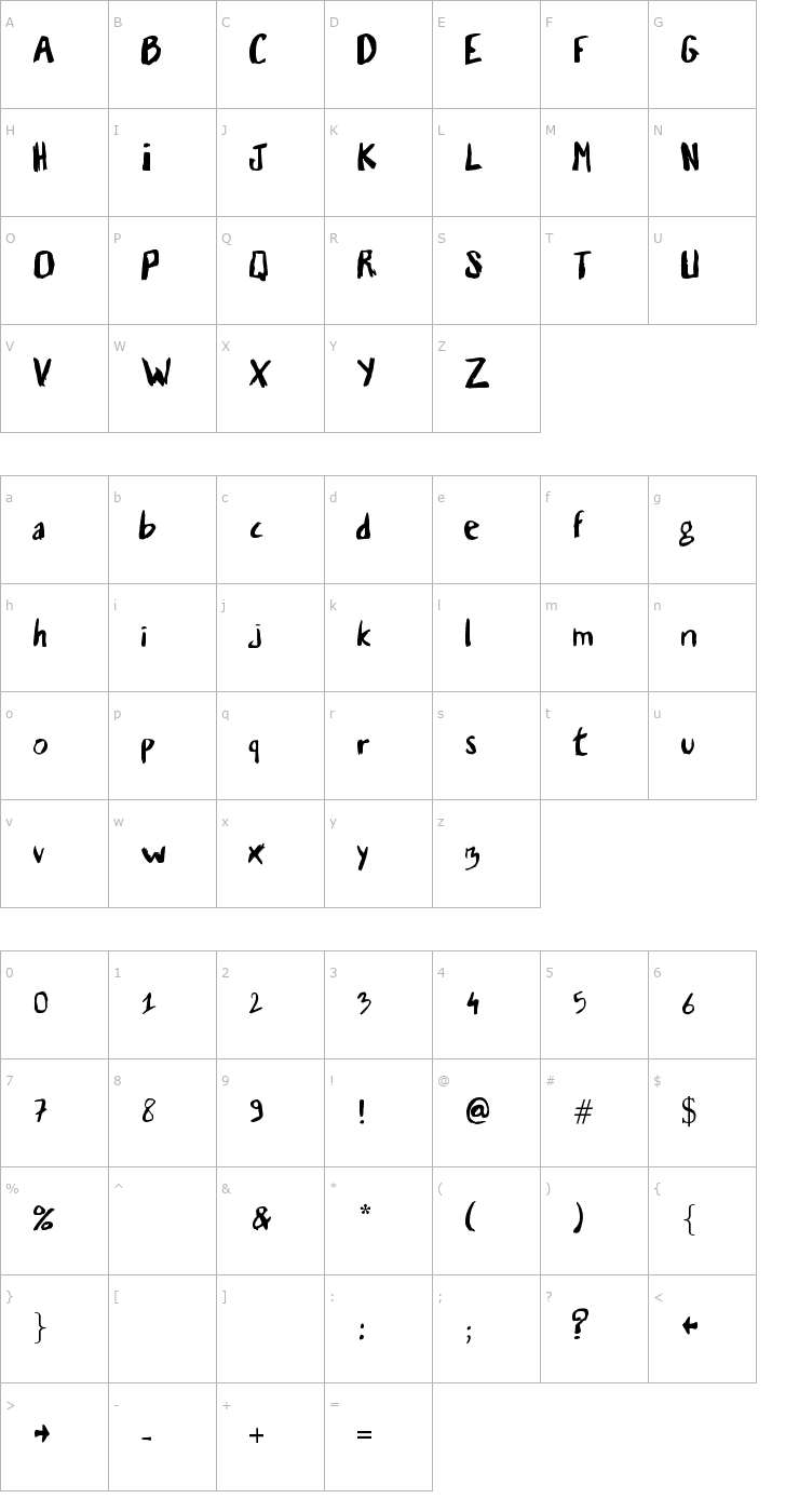 Character Map Vaille 3 Font