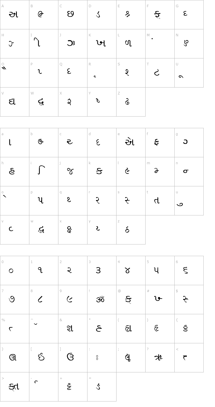 Character Map Vakil_01 Font