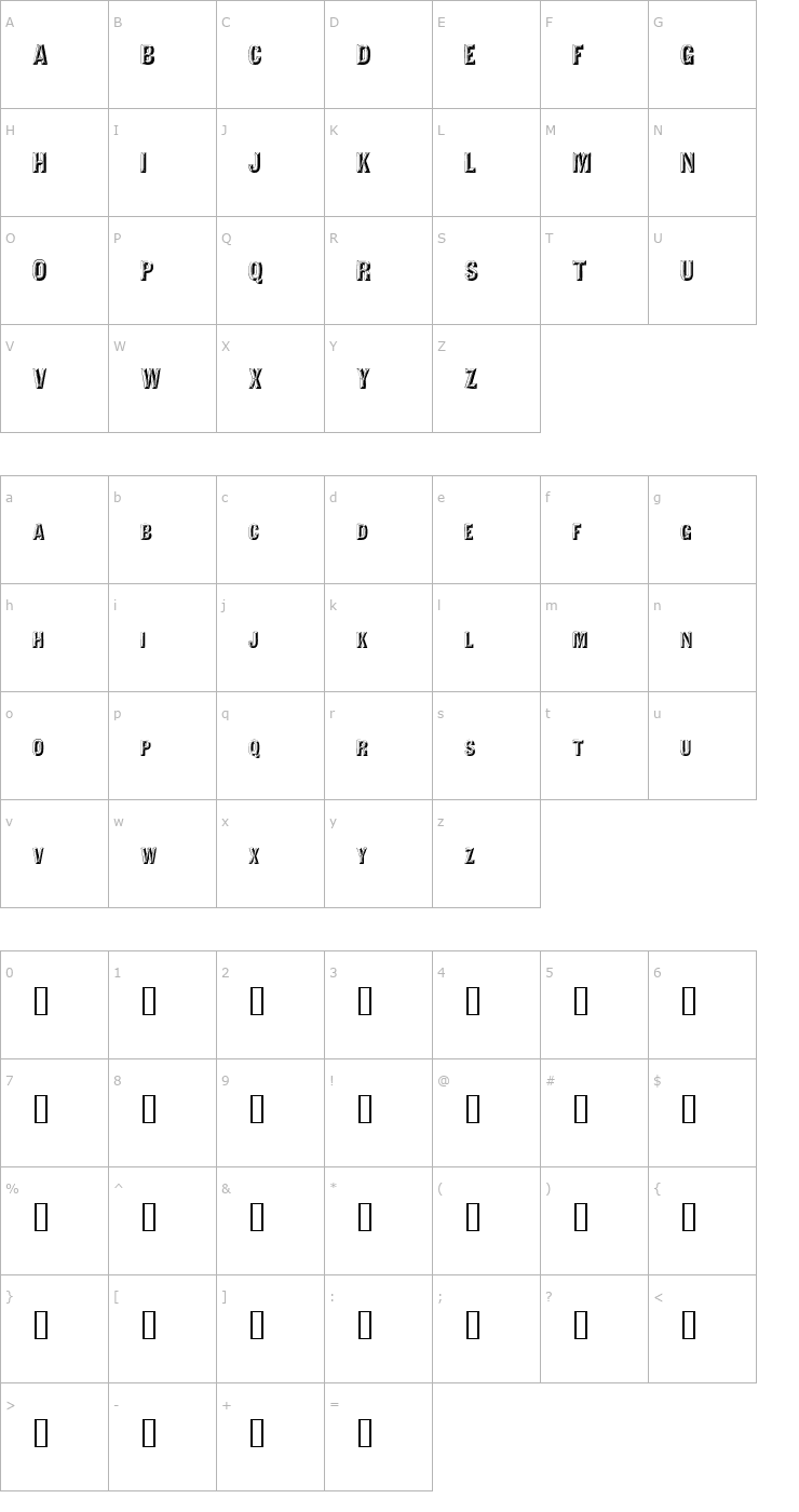 Character Map ValdivaFacetsSCapsSSK Font