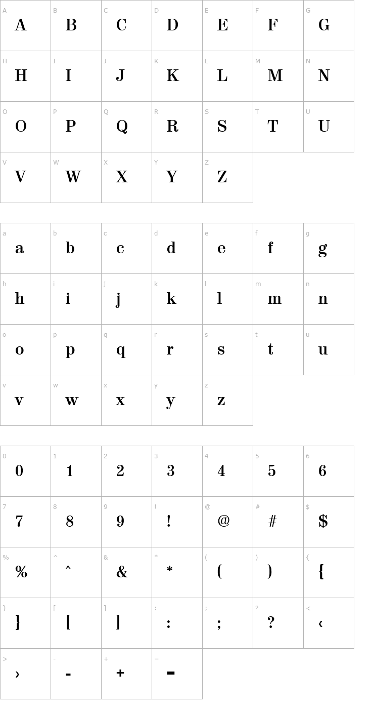 Character Map Valencia-DemiBold Font
