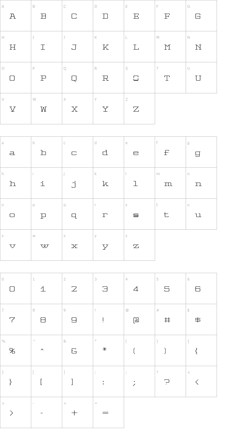 Character Map Valgal Font