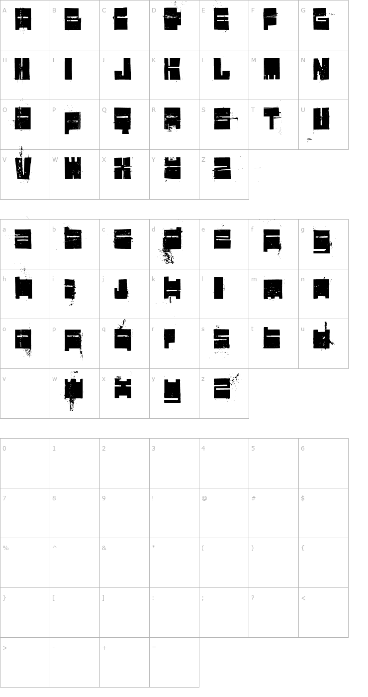 Character Map Valimo RMX Font