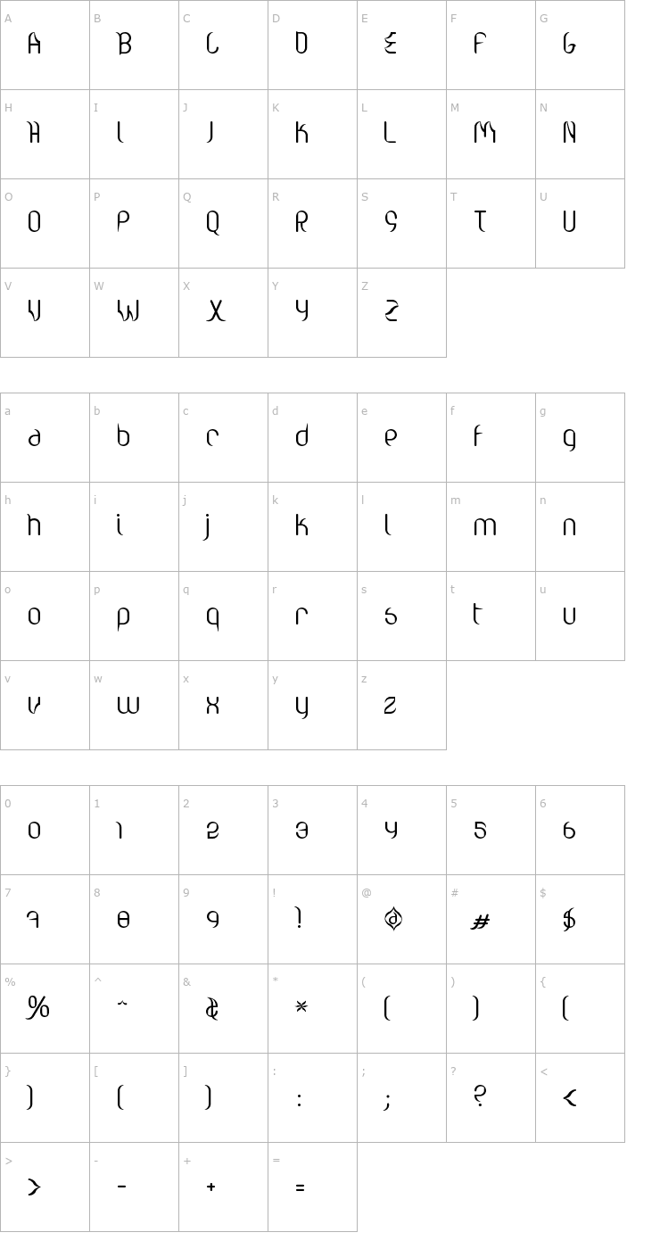 Character Map Valium Regular Font