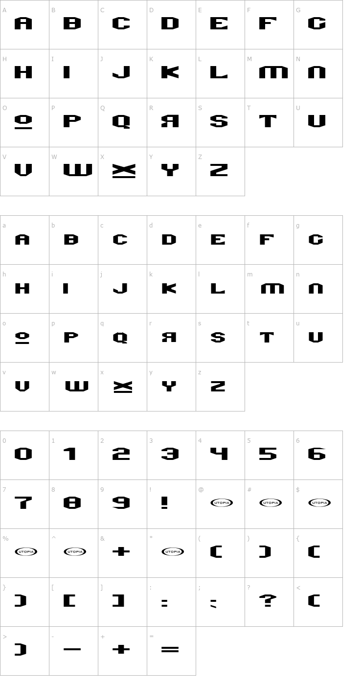 Character Map Valkyro Font