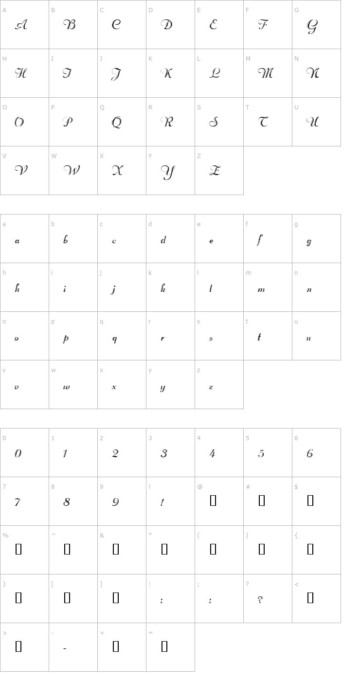 Character Map ValletortSSK Font