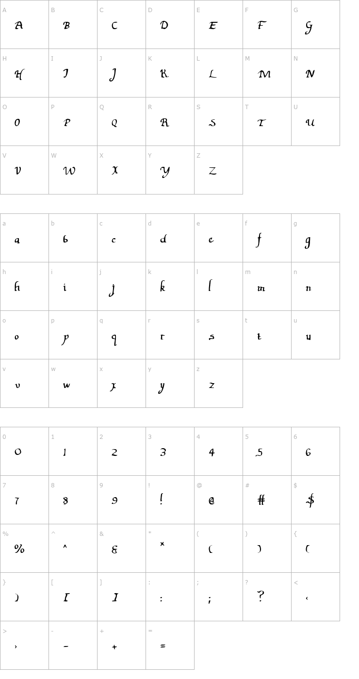 Character Map Valley Forge Font