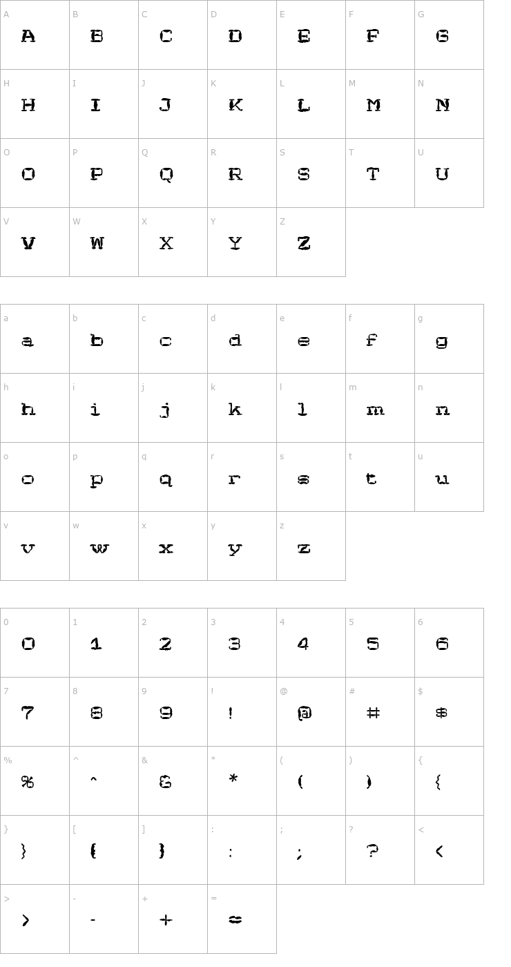 Character Map ValManGal Font
