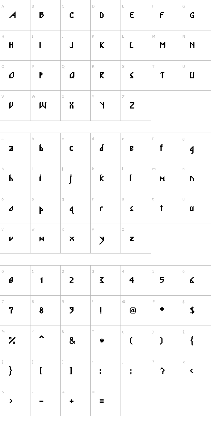 Character Map ValmarSSK Bold Font