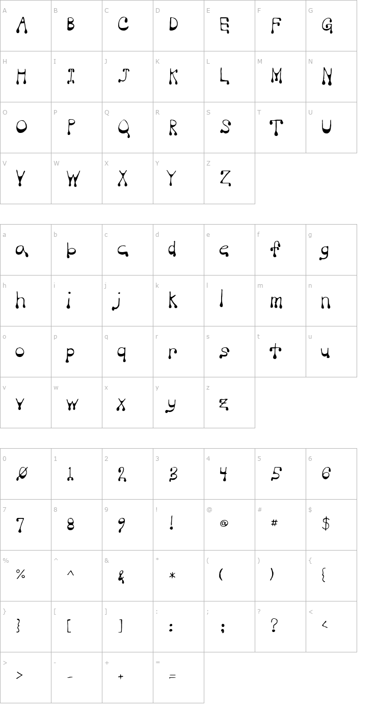 Character Map Vampire Font