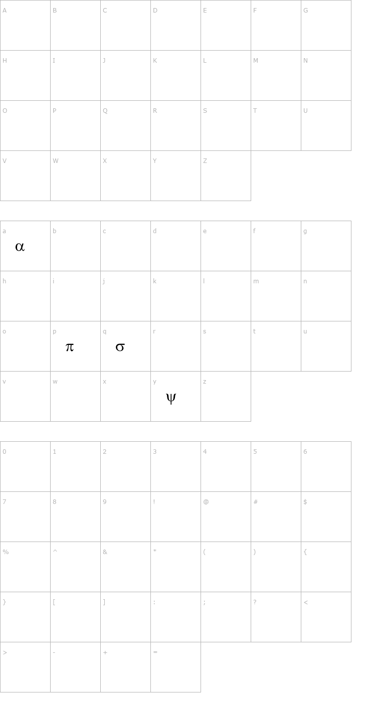 Character Map Van Dale Schrift Font