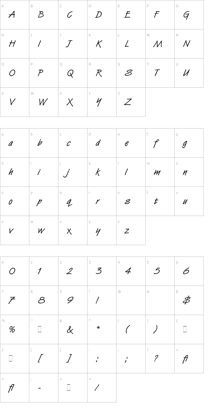 Character Map Van Dijk LET Plain Font