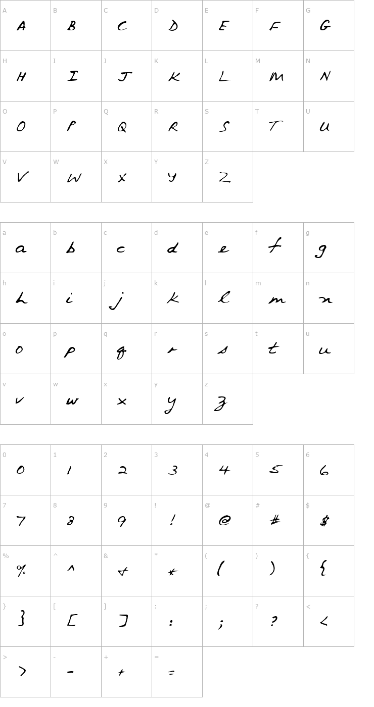 Character Map Van Regular Font
