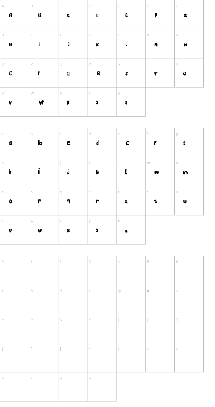 Character Map Vance_1 Regular Font