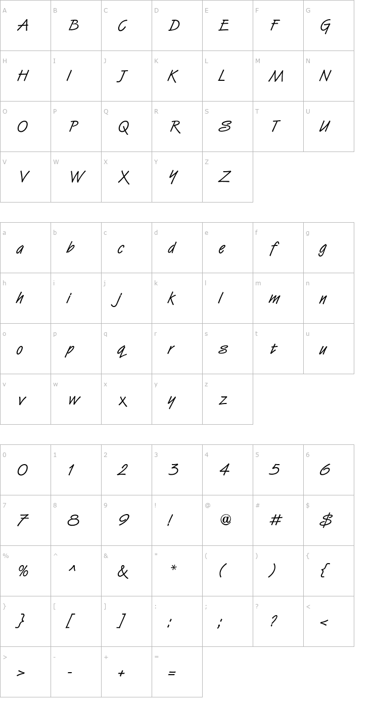 Character Map VanDijkICG Font