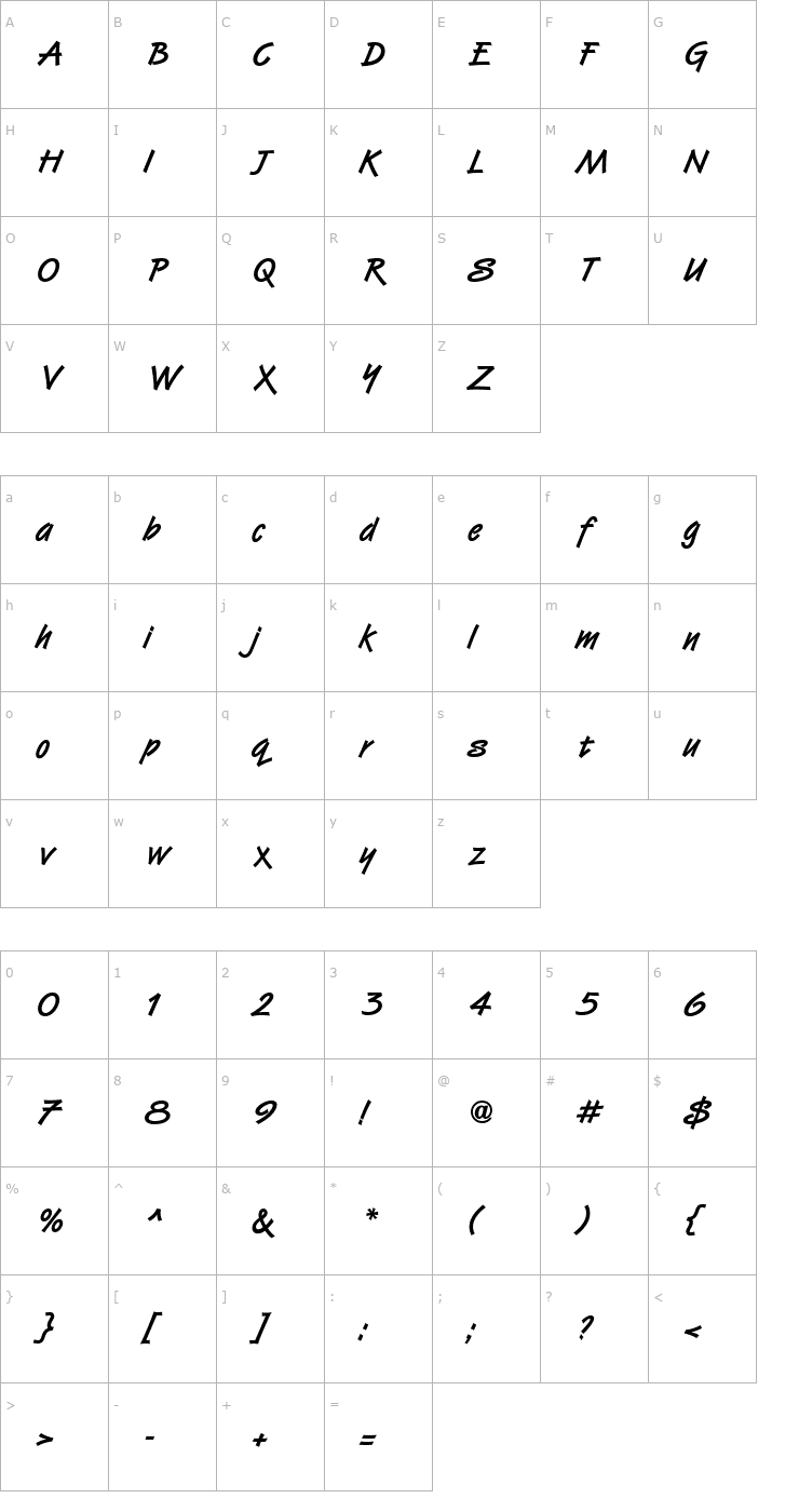Character Map VanDijkICG-Bold Font