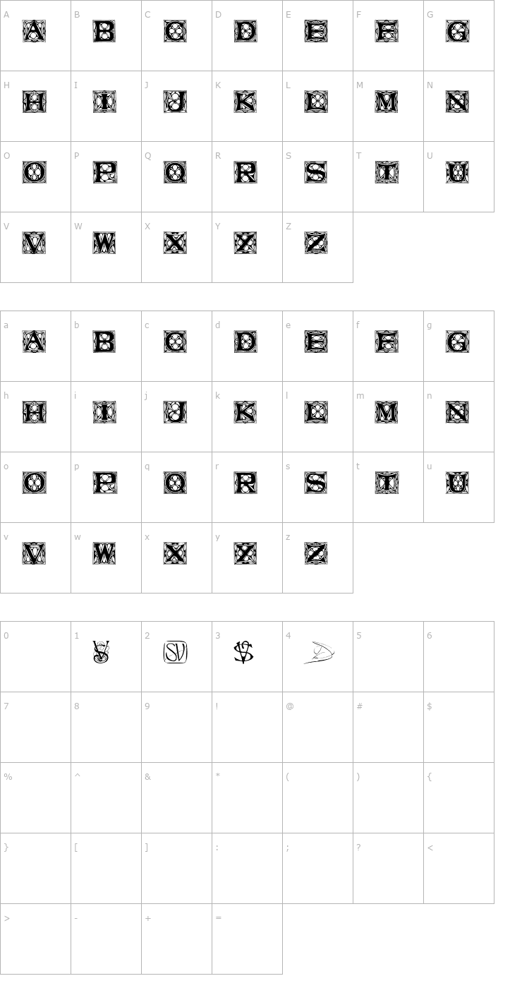 Character Map VarahCaps Font