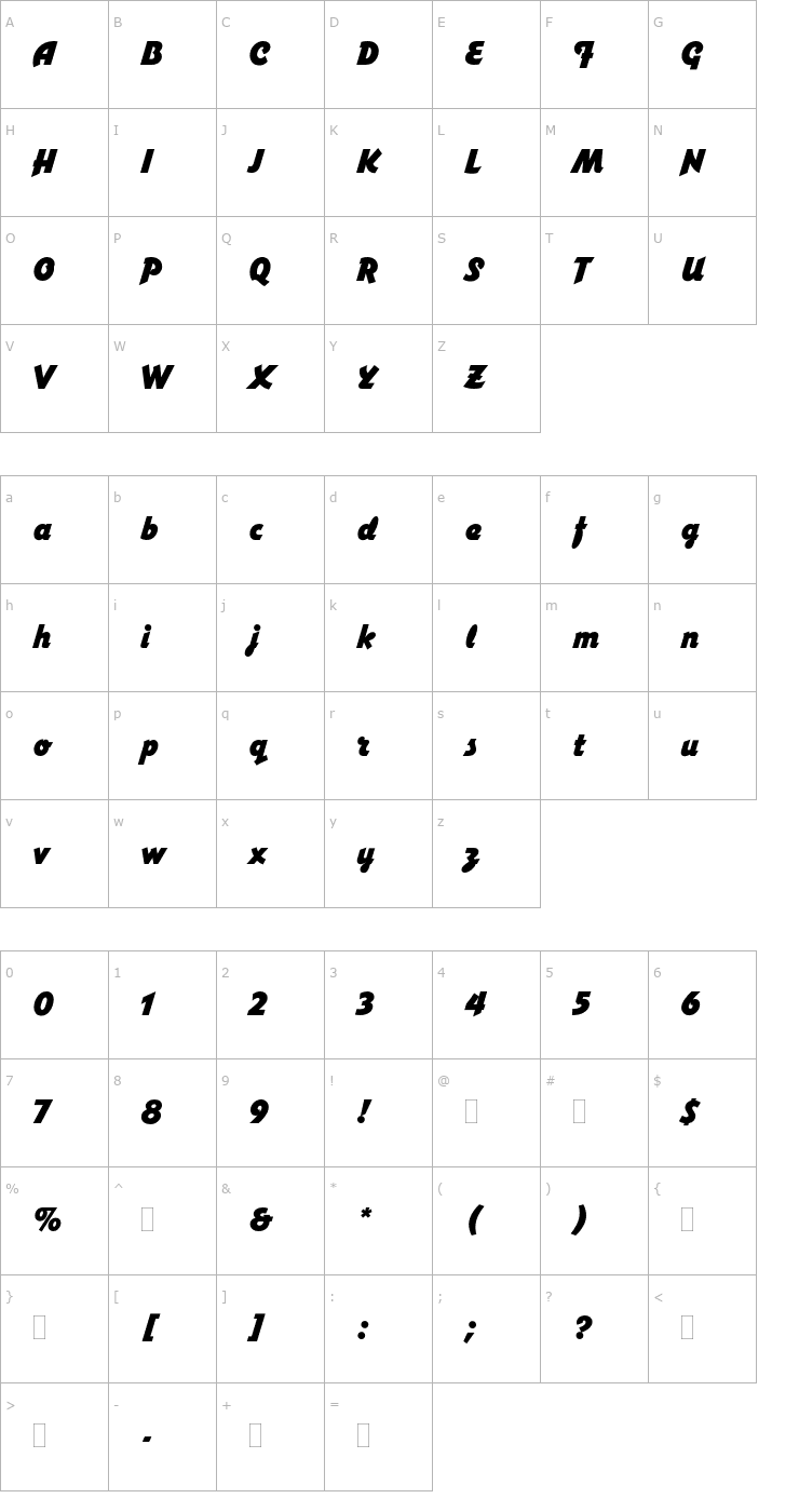 Character Map VargaPlain Font