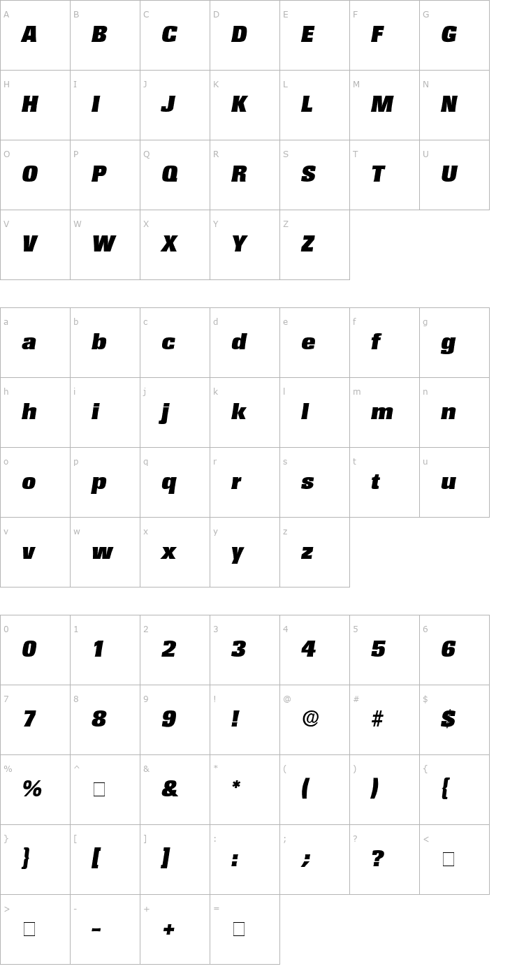 Character Map Variat Display SSi Italic Font