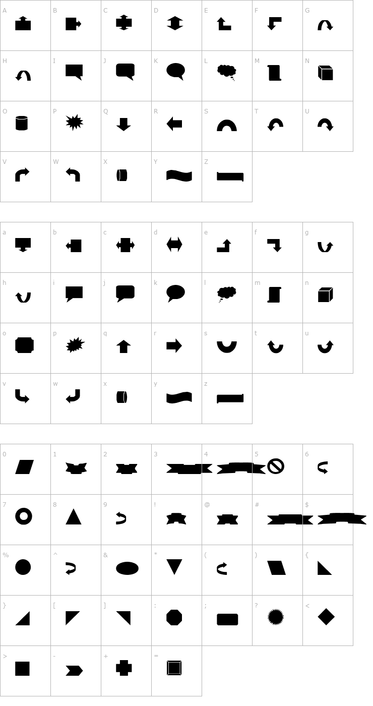 Character Map VariShapes Solid Font