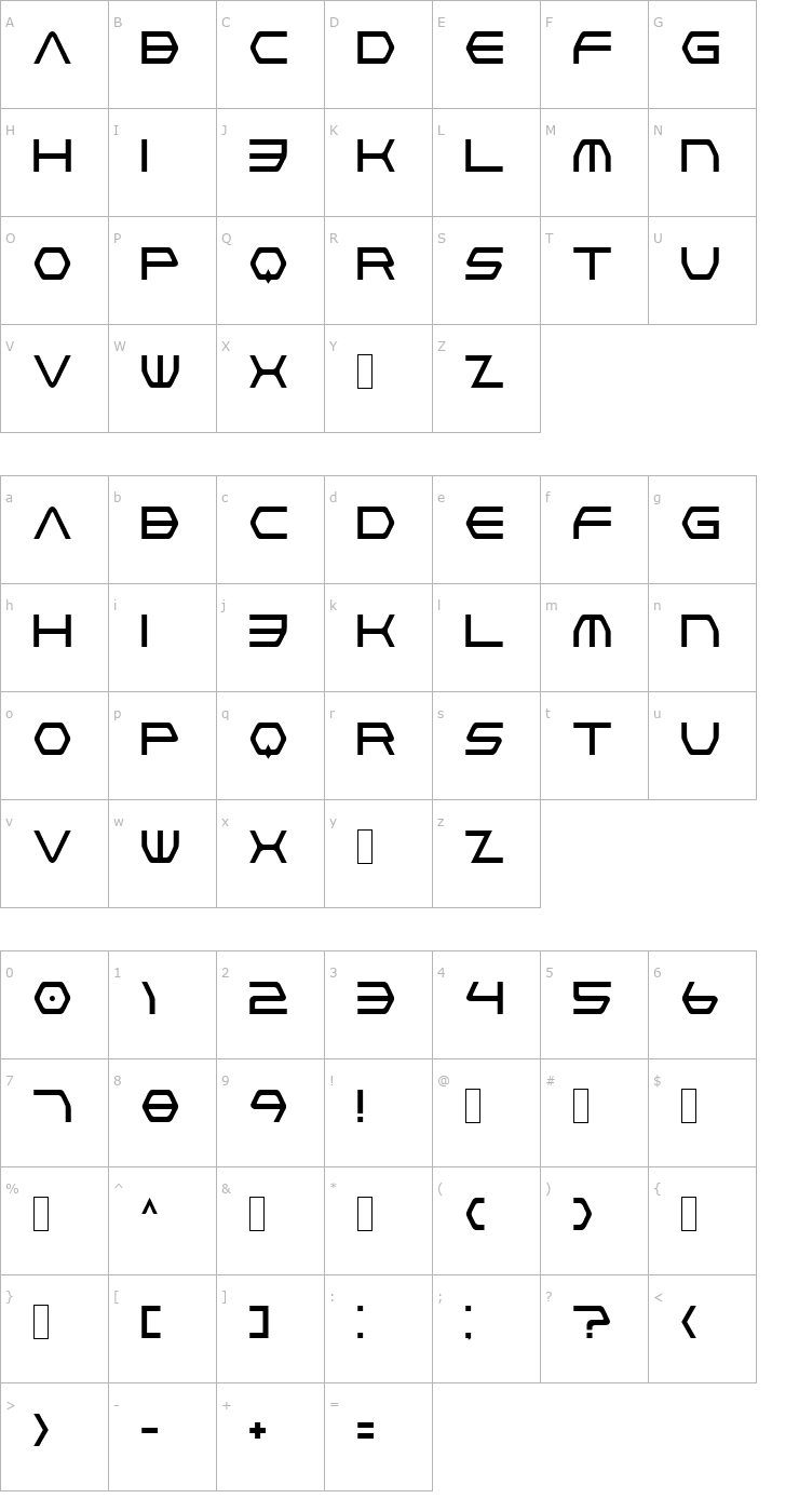 Character Map Vasquez Font