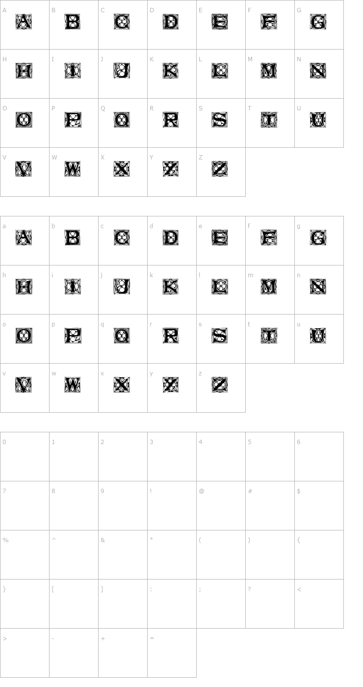 Character Map VatersTitlingCaps Font