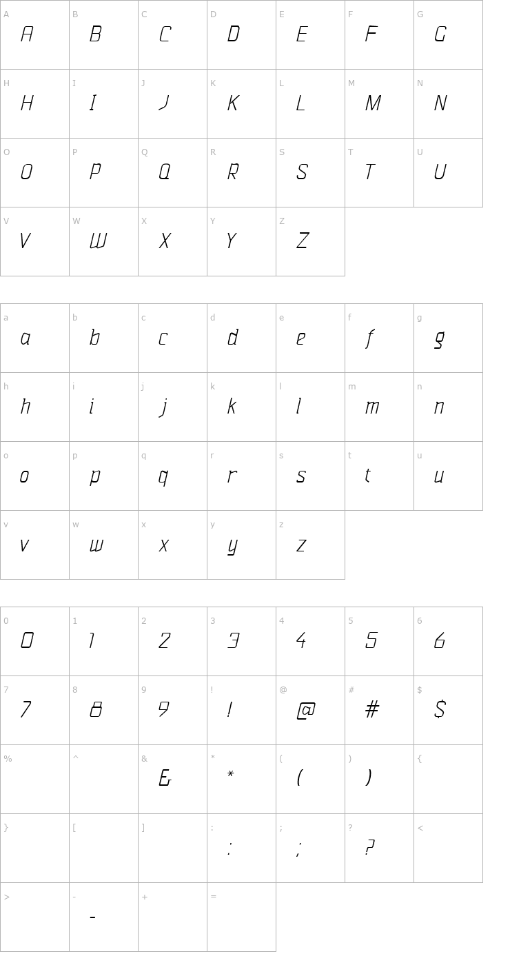 Character Map Vazari Sans Serif Font