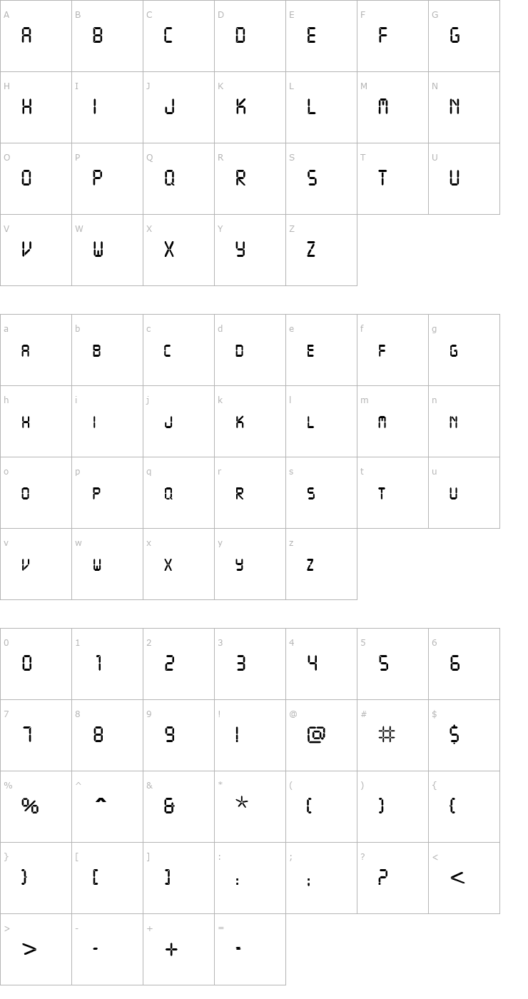 Character Map VCRSCapsSSK Font