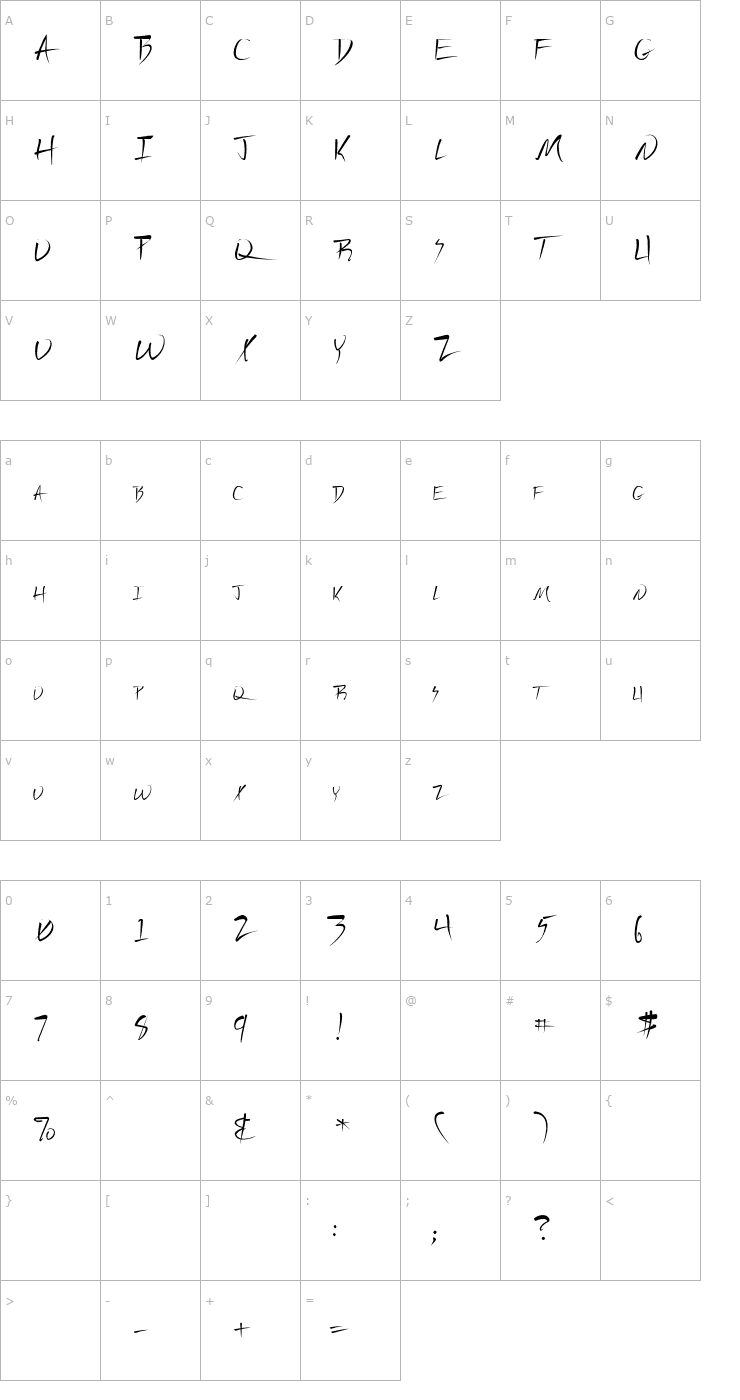 Character Map Vecker Lefti Font