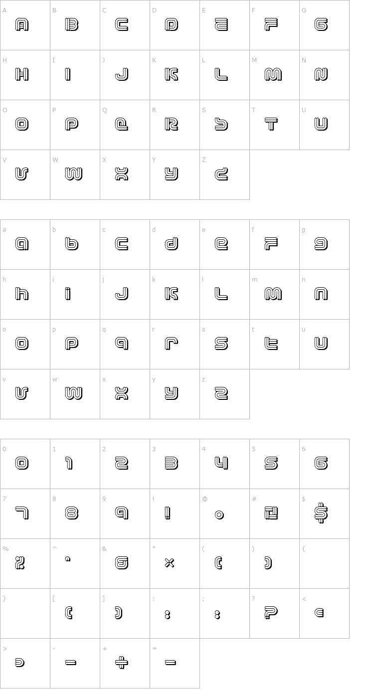 Character Map Vectroid Cosmo Font