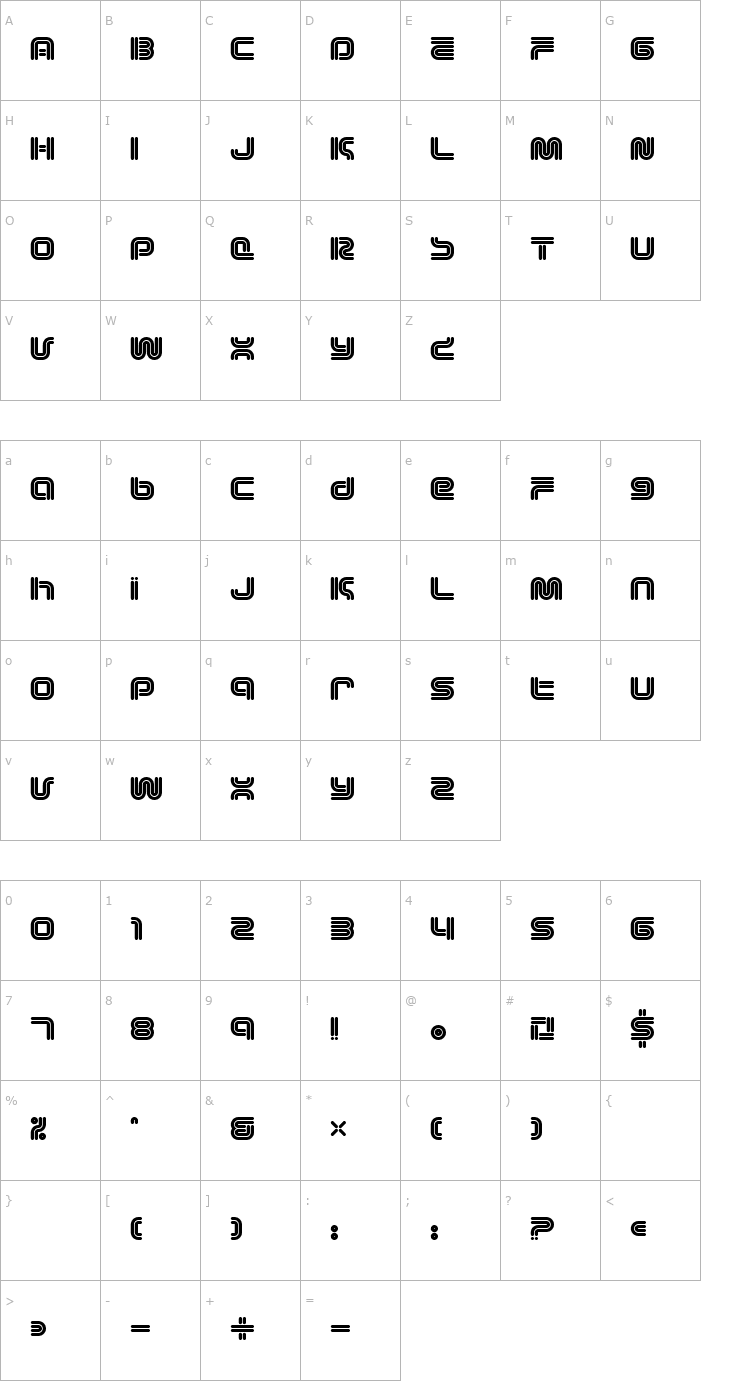 Character Map Vectroid Font