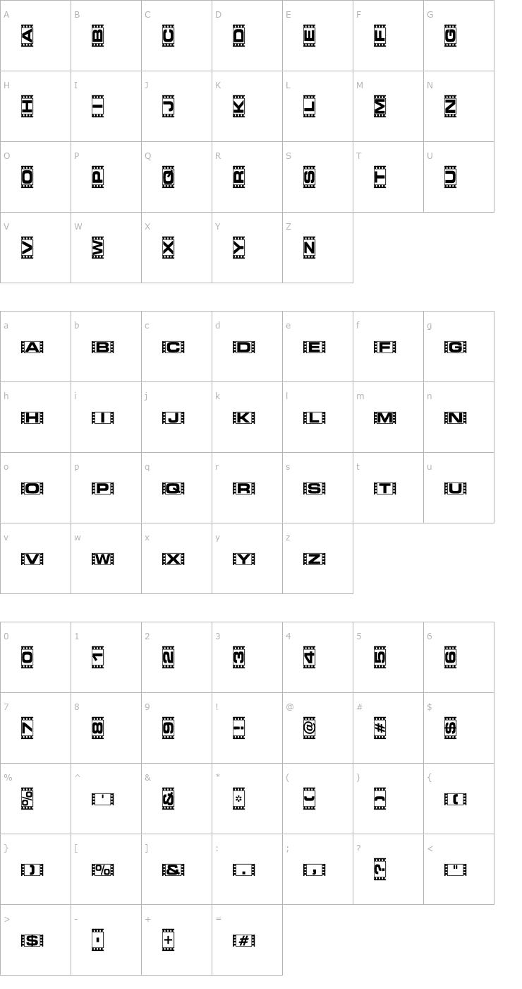 Character Map Vedette Blanche Font