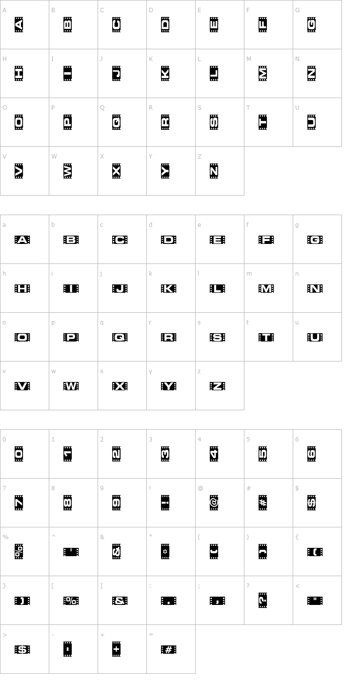 Character Map Vedette Noire Font
