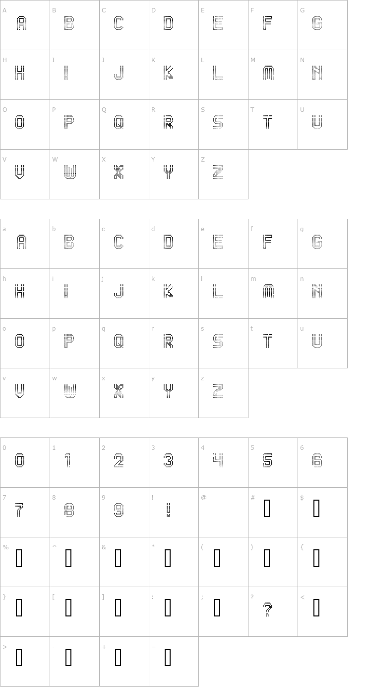 Character Map Vegas Font