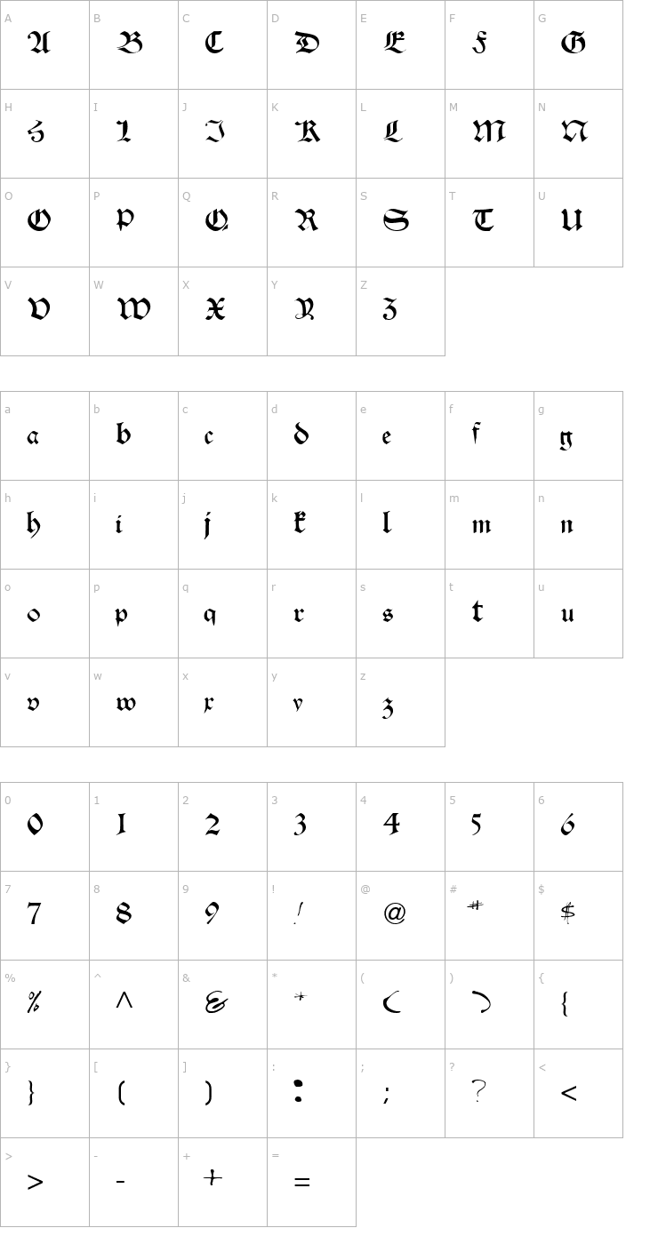 Character Map VelascoSSK Font