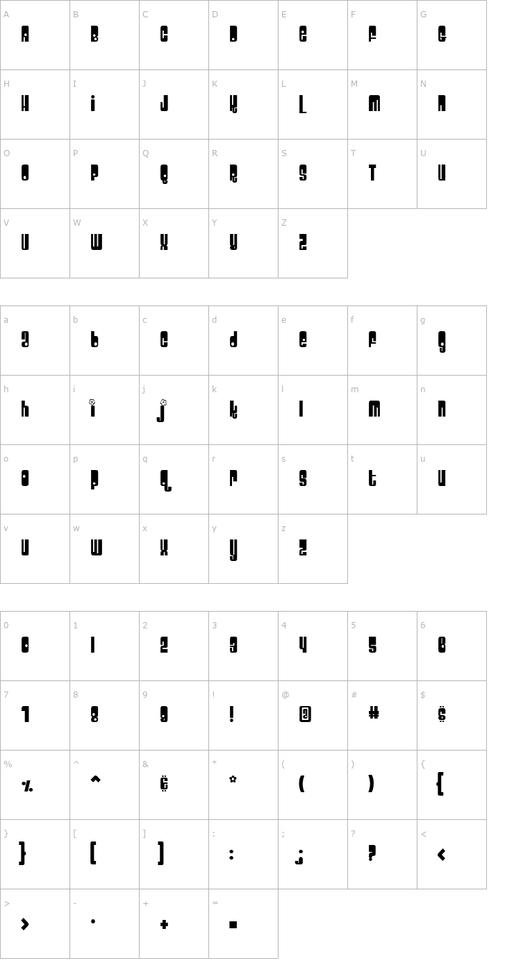 Character Map Velcro Font
