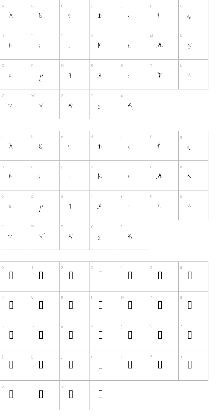 Character Map Velour Font