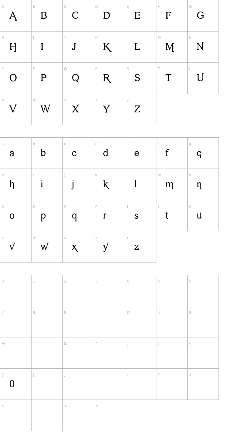 Character Map Vengeance Font